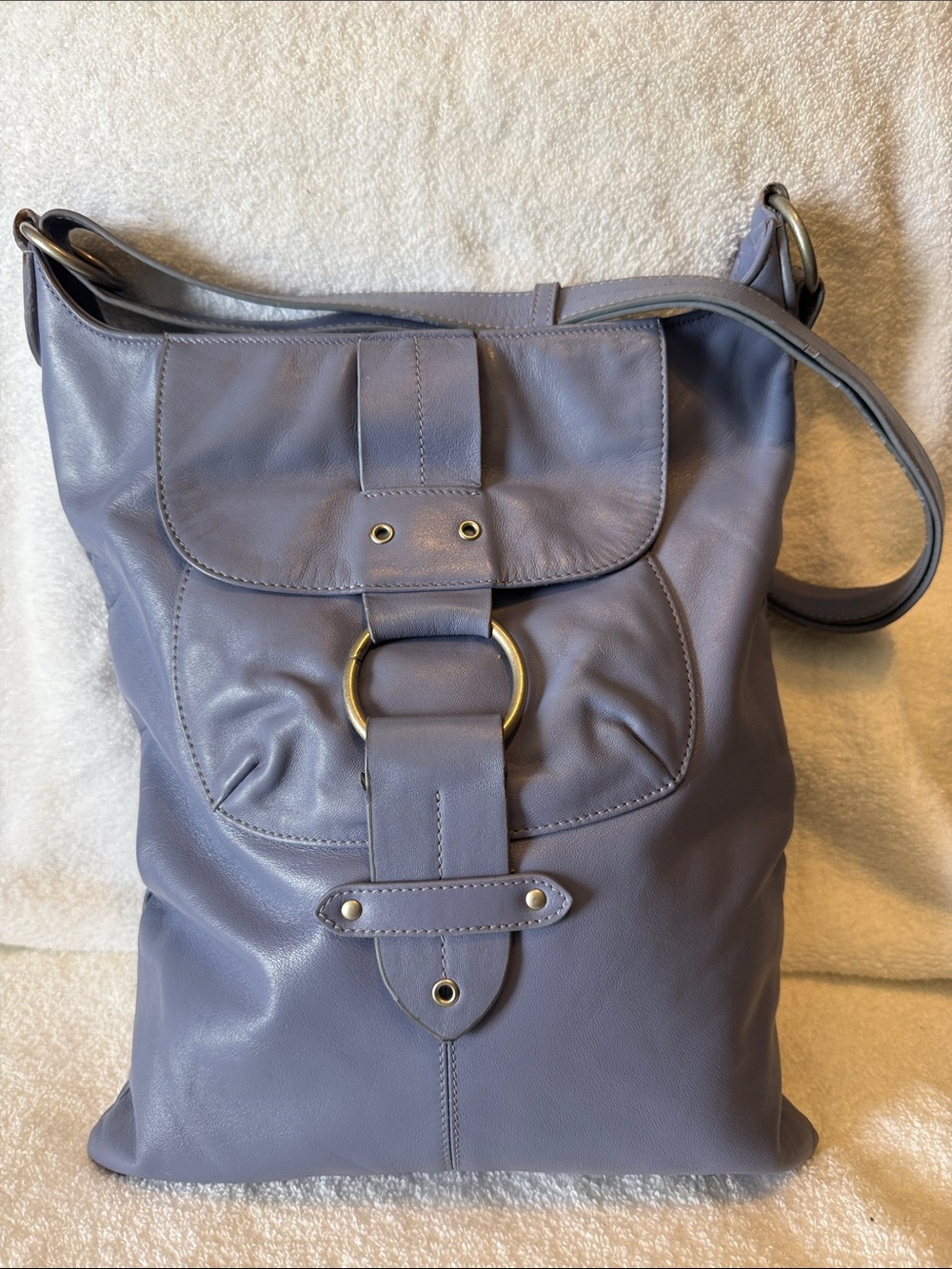 Lavender Vintage BO BO Bags CA  Leather Shoulder Bag with Ring Detail